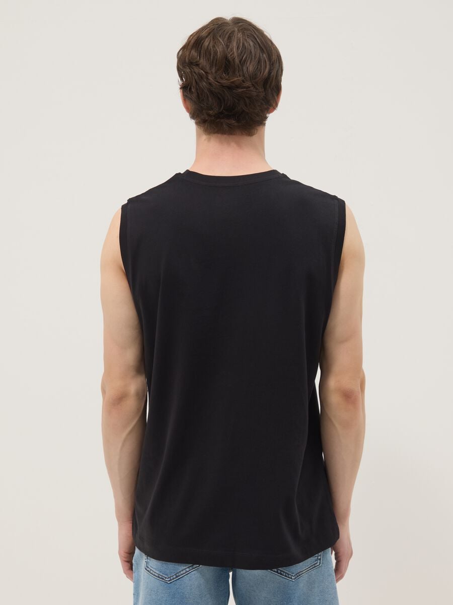 Canotta girocollo nera in puro cotone relaxed fit_3