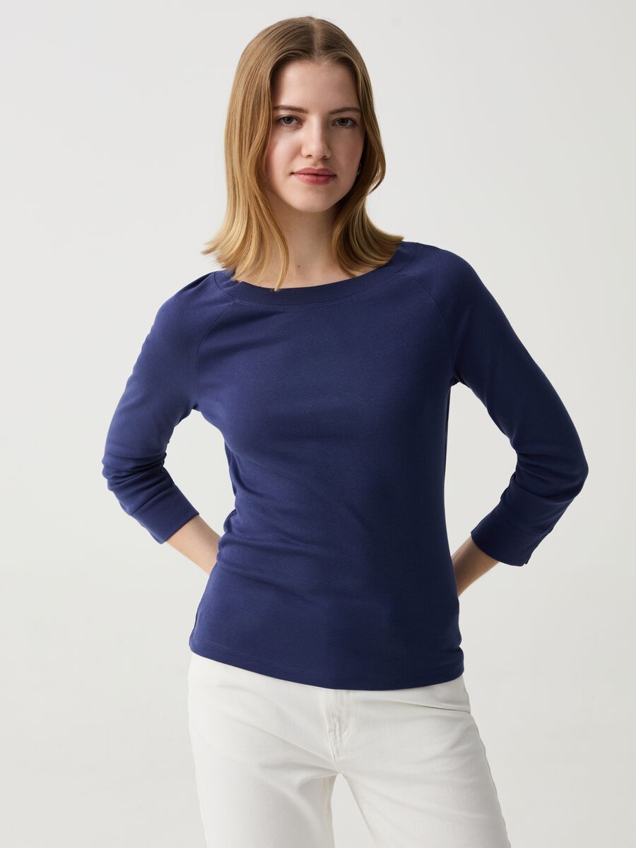 T-shirt with three-quarter sleeves and splits_0