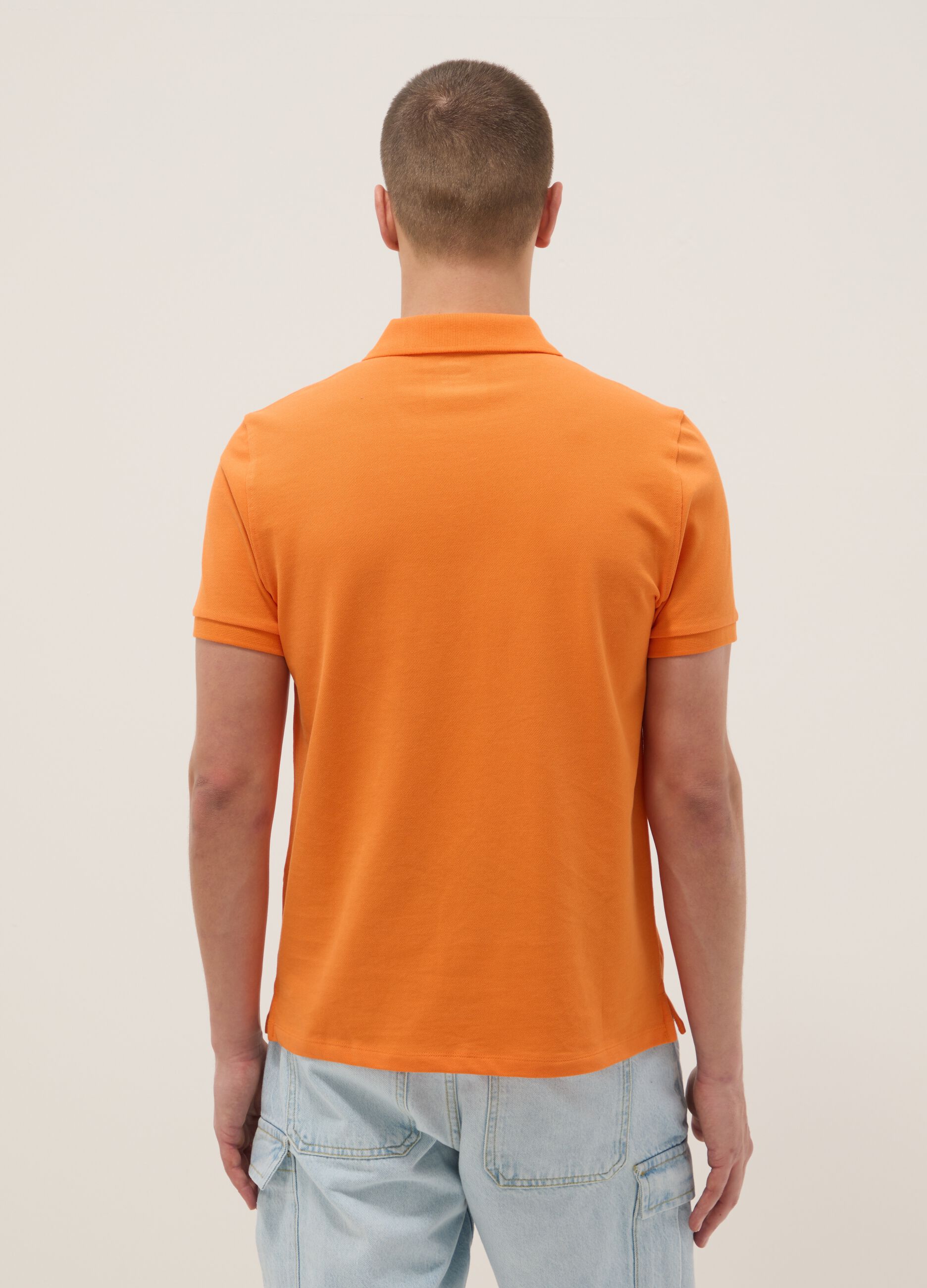 Orange short sleeve pure cotton polo shirt regular fit
