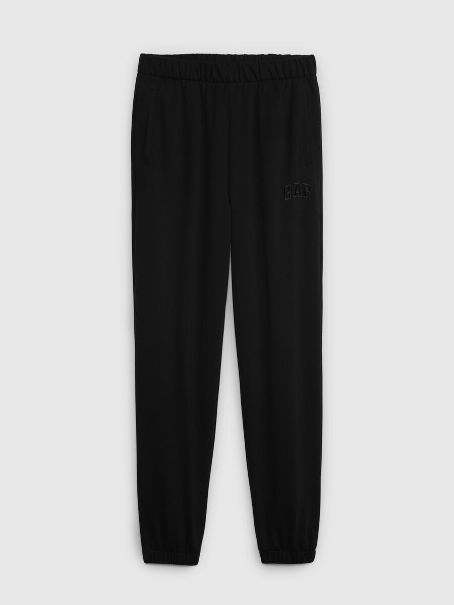Joggers a vita alta in French Terry con ricamo logo_1