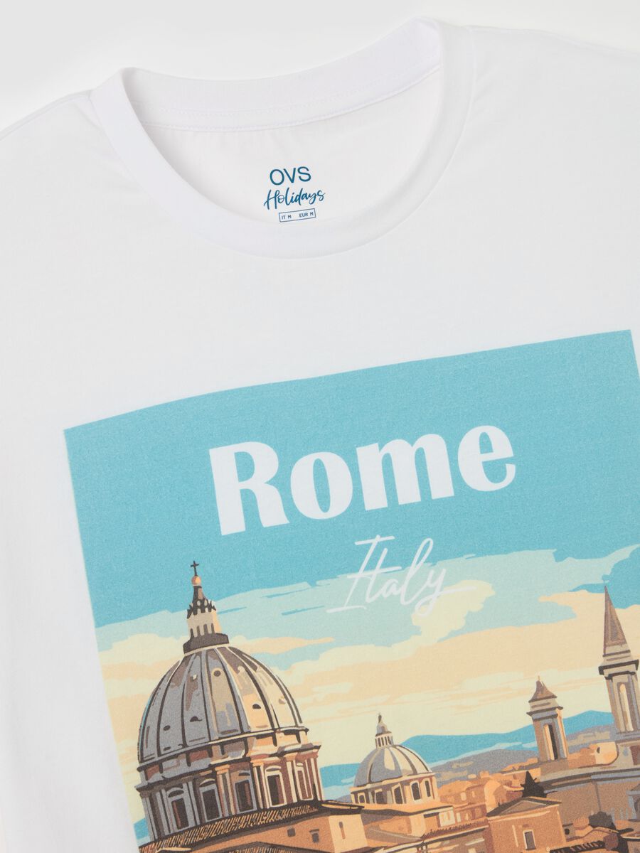 Cotton T-shirt with "Rome Italy" print_5