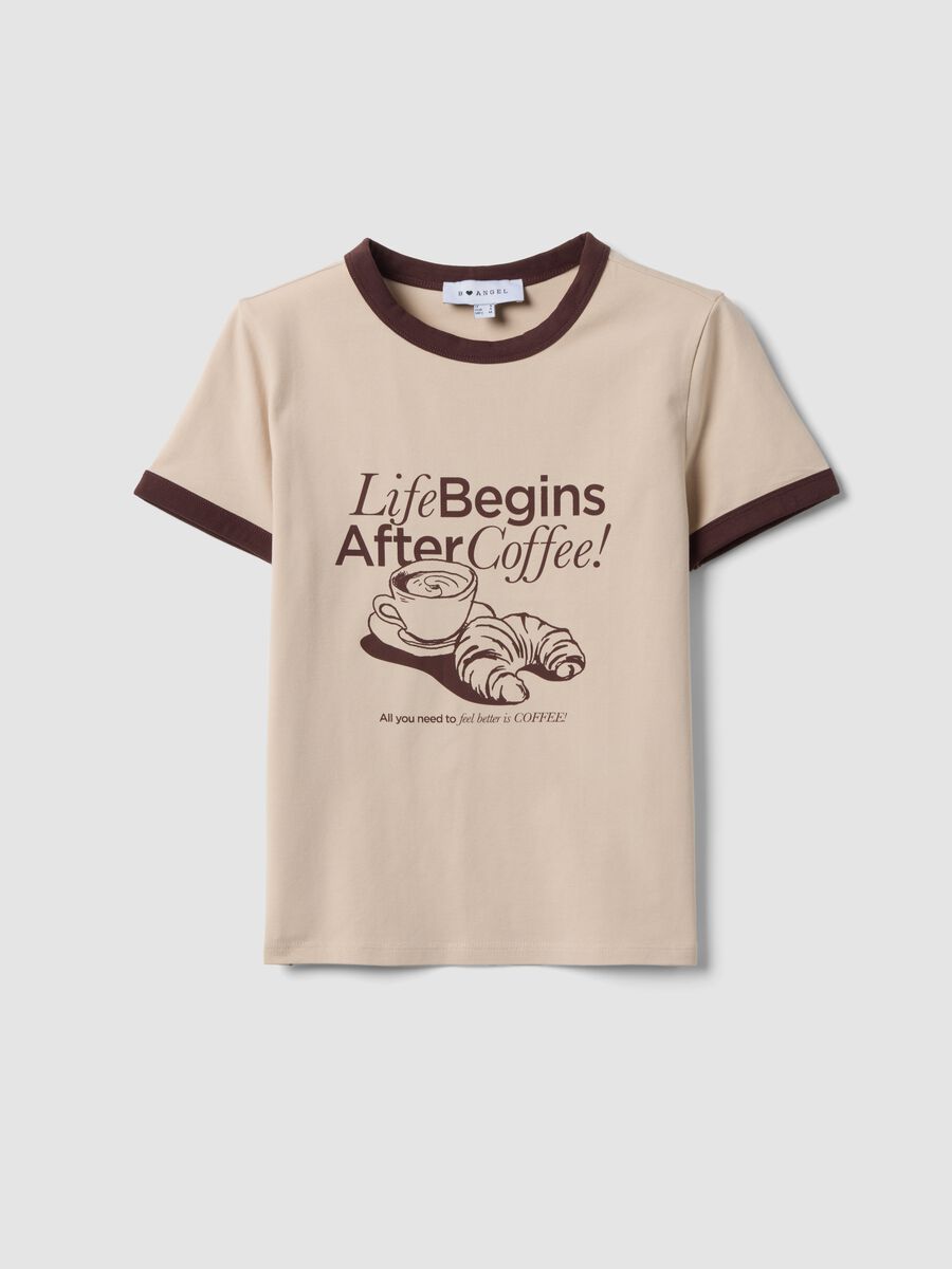 Pink cotton T-shirt with front graphic print and contrast trims_4