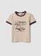 Pink cotton T-shirt with front graphic print and contrast trims_4