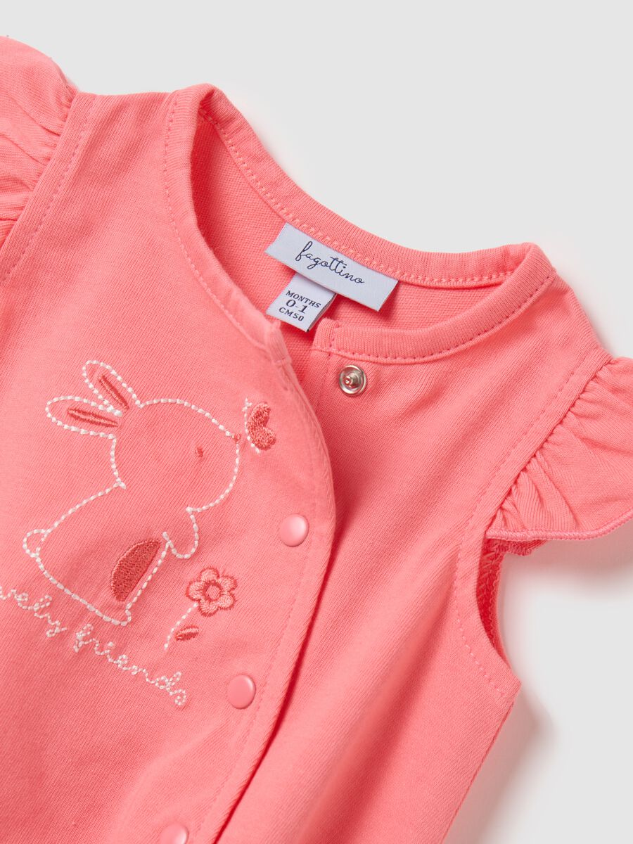 Baby Girl Cotton Romper in Pink with Embroidery_2