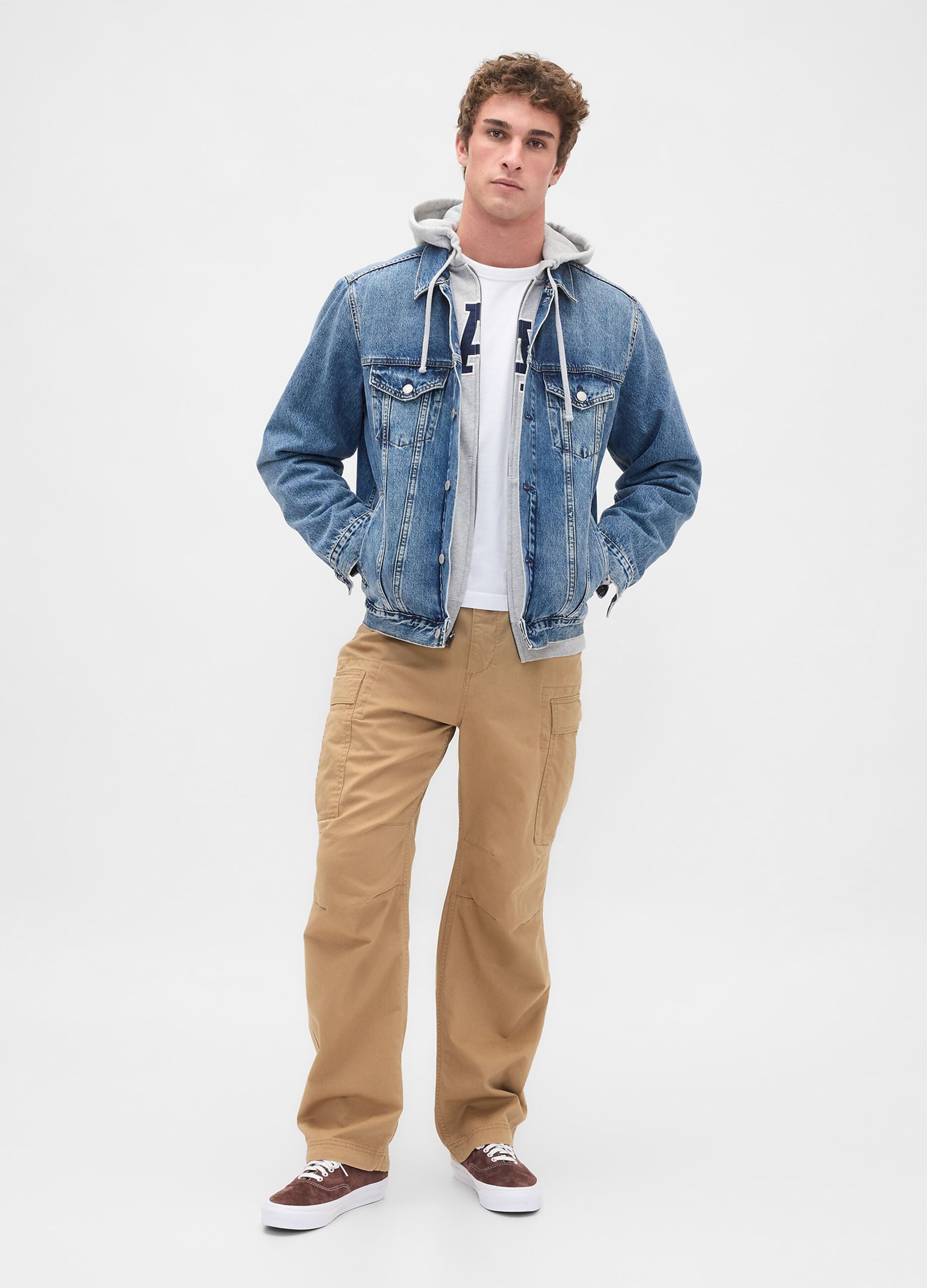 Beige Stretch Cargo Trousers