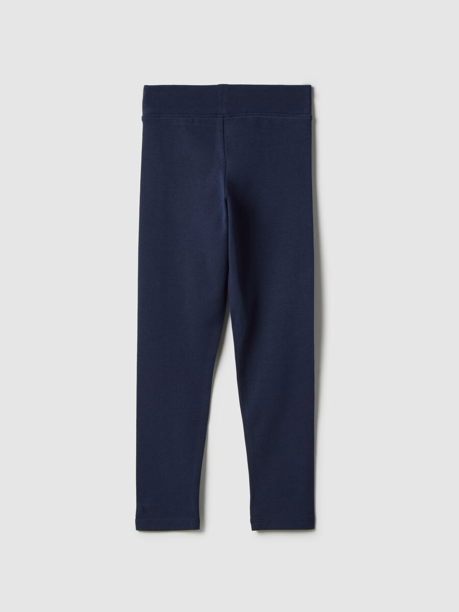 Blue stretch cotton slim fit leggings for girls_1