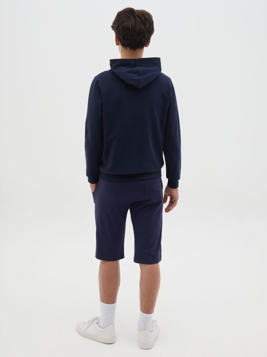 Blue Bermuda joggers in cotton with drawstring_2