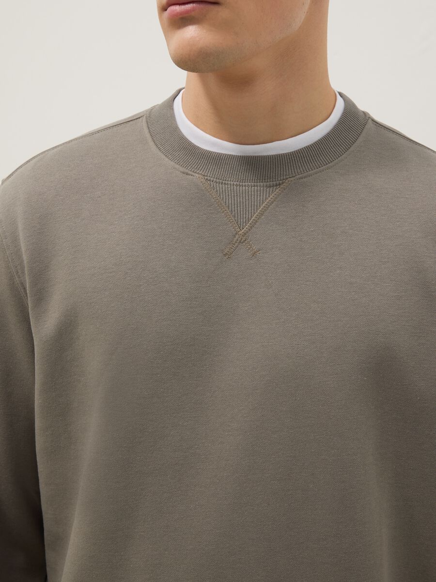 Regular fit grey cotton blend crewneck sweatshirt_3