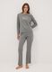 Grey organic cotton and viscose blend pyjamas with teddy bear print_0