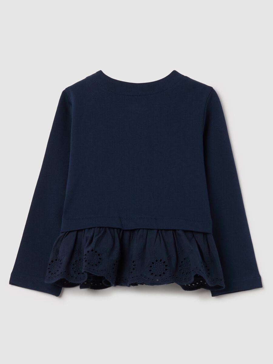 French terry full-zip sweatshirt with broderie anglaise application_1