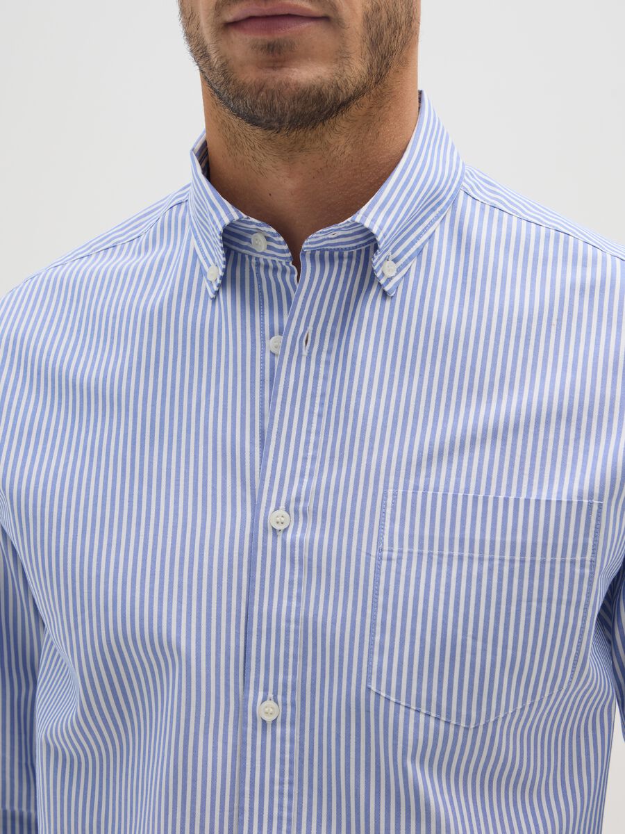 Multicolour easy iron striped cotton blend shirt_1