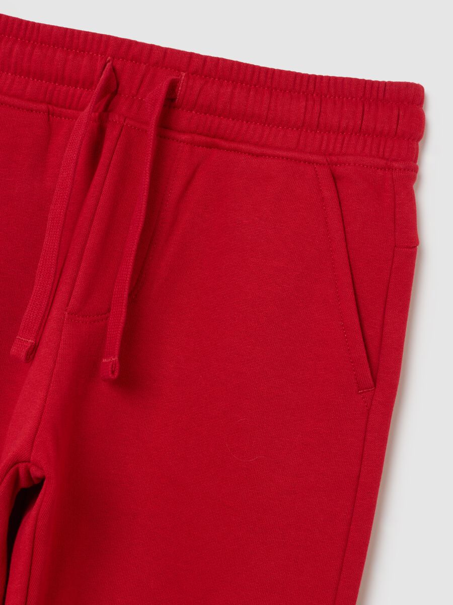Children's red pure cotton joggers, regular fit_2