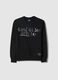 Boys' black pure cotton oversized sweatshirt with lettering_3
