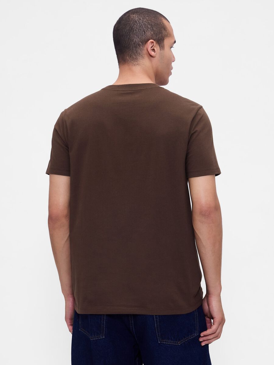Brown short-sleeved cotton t-shirt_1
