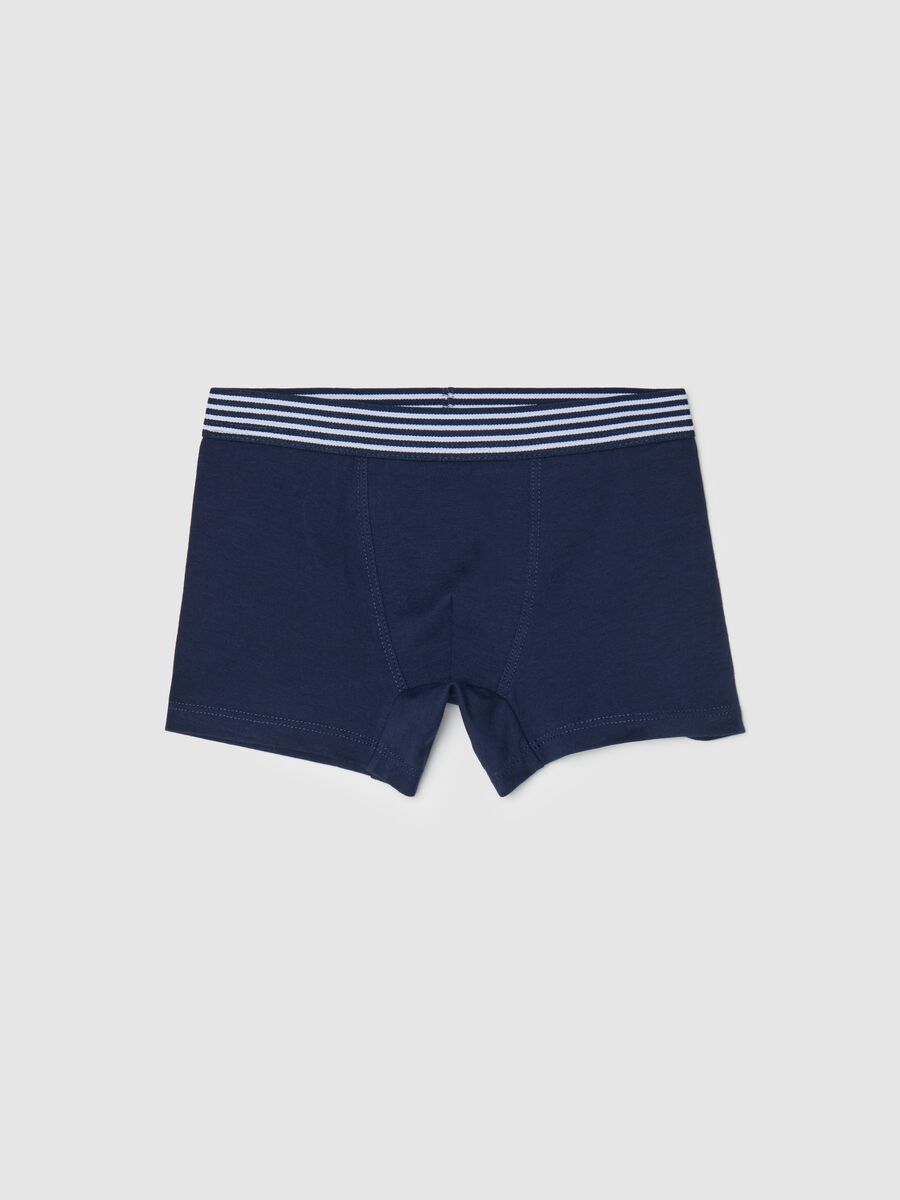 Boxer in cotone stretch con dettaglio a righe _0