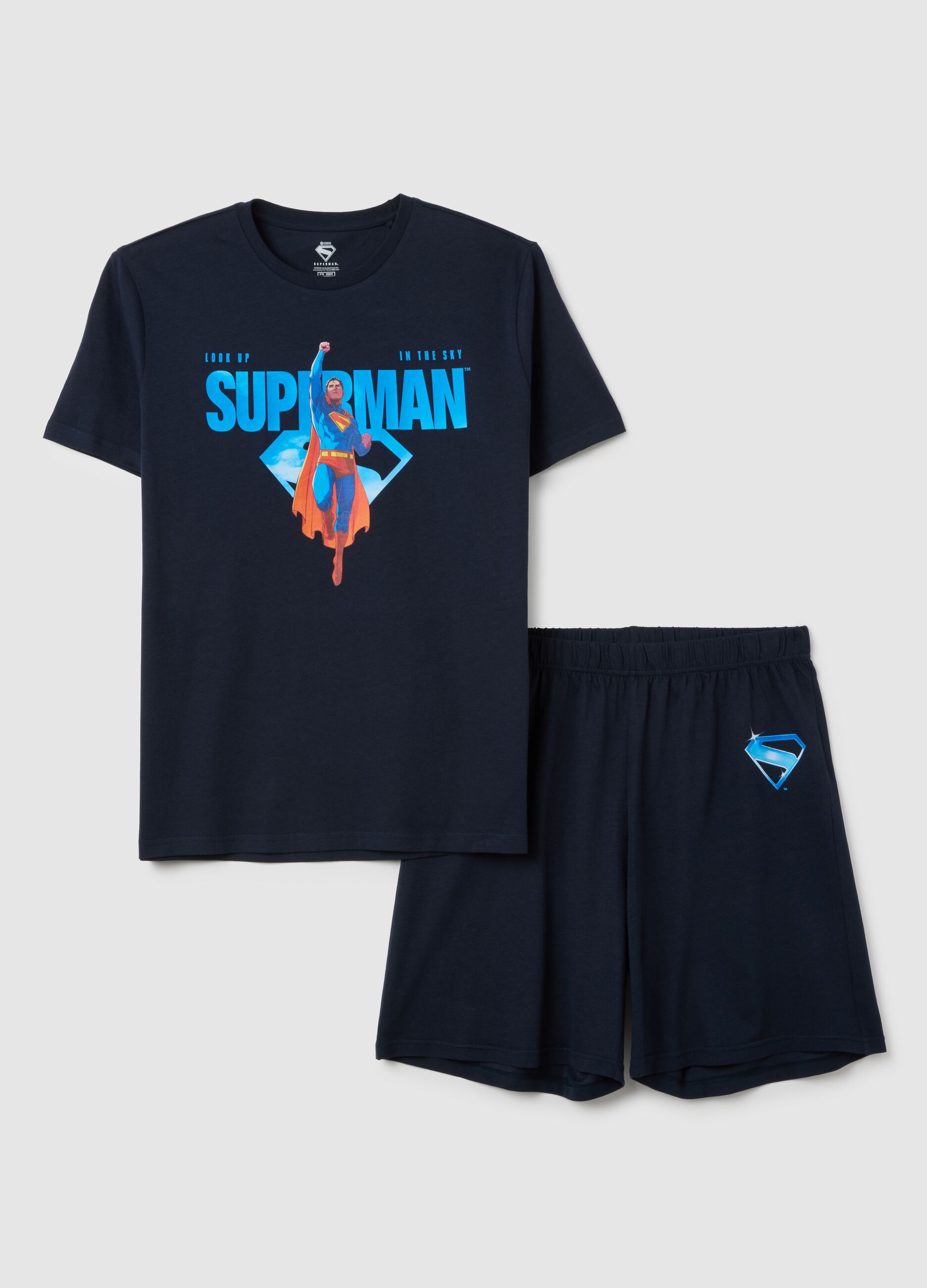 Men's blue pure cotton pyjama with Superman graphic