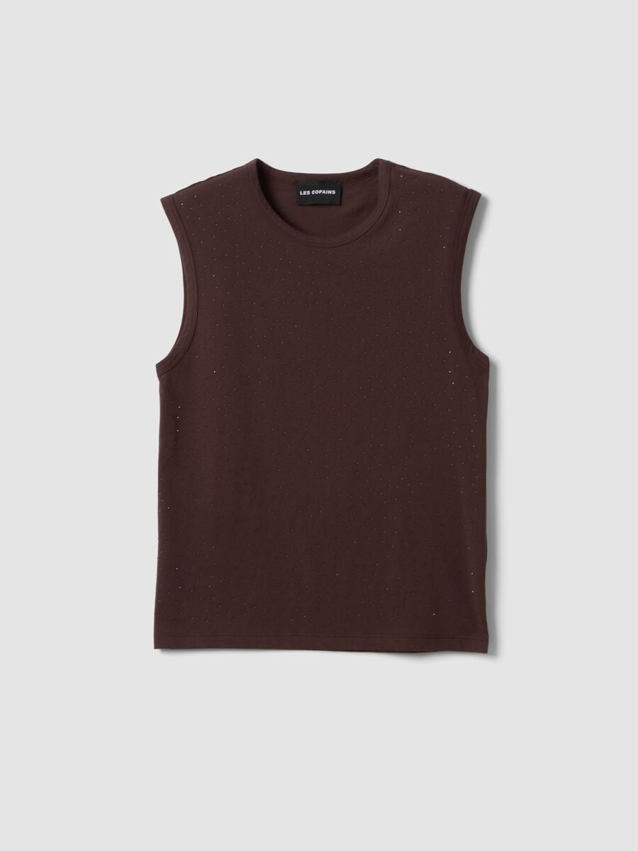 Brown cotton-blend top_4