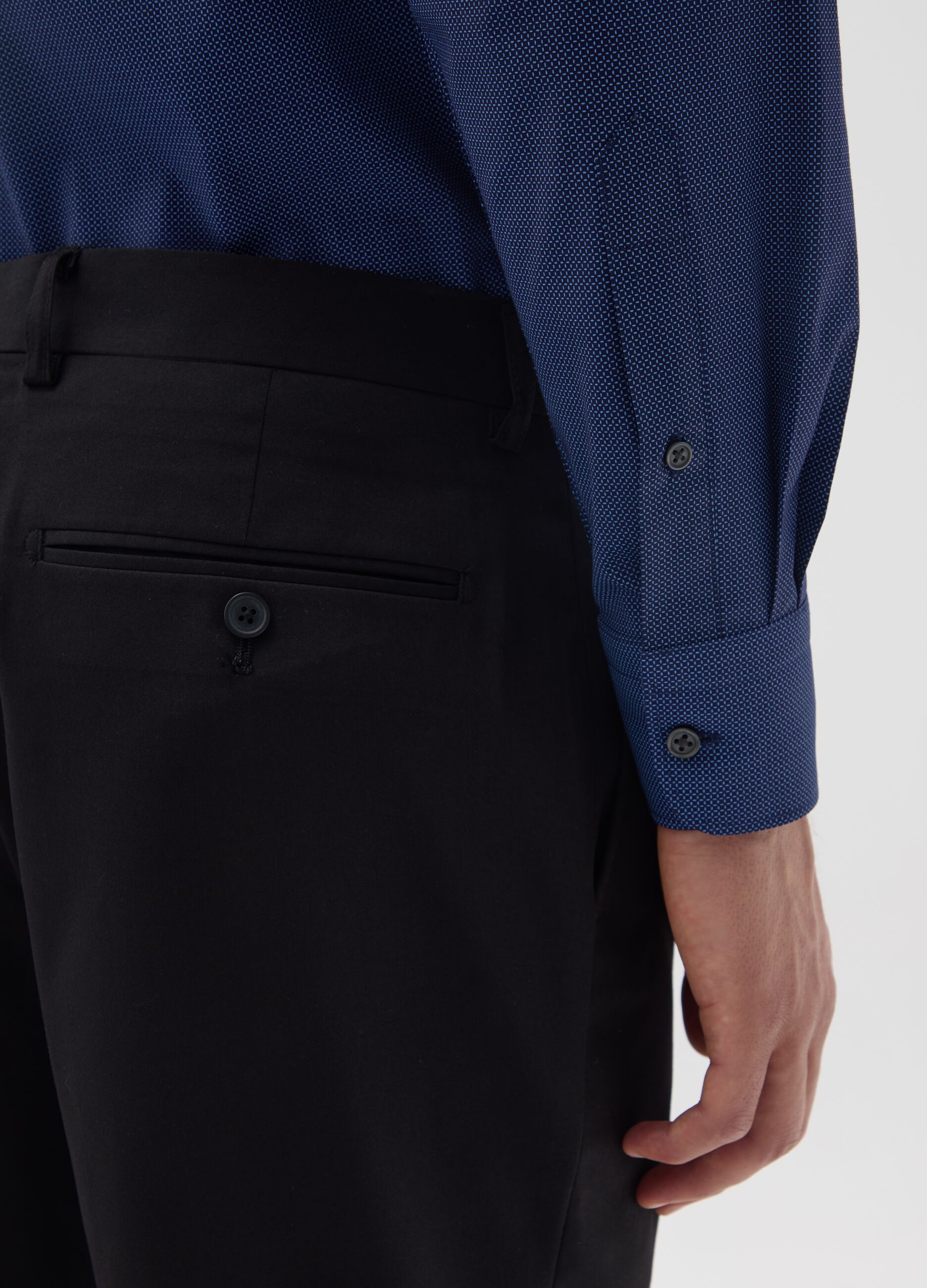 Blue Cotton Regular Fit Shirt