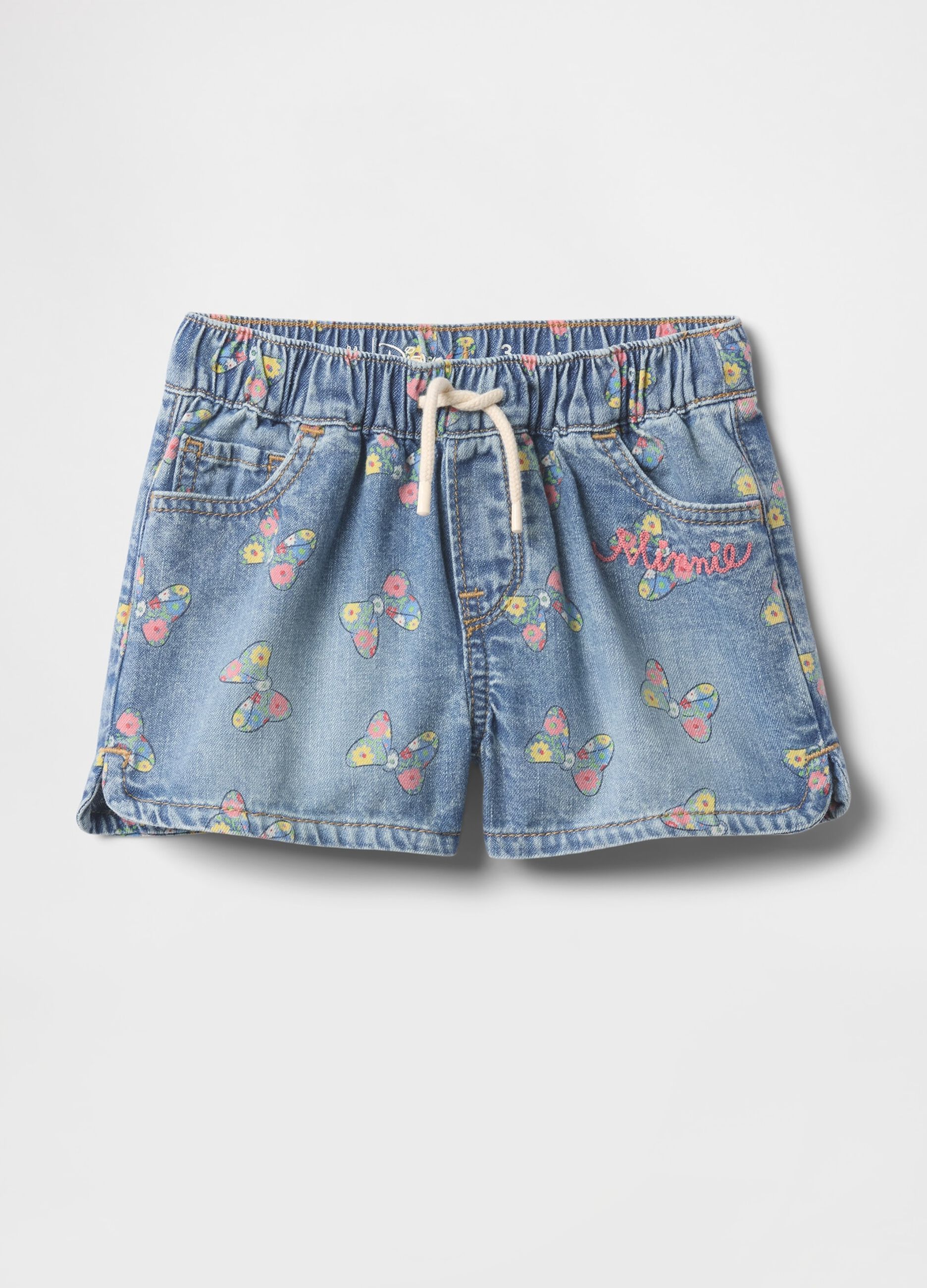 Denim Shorts with Minnie Butterfly Print