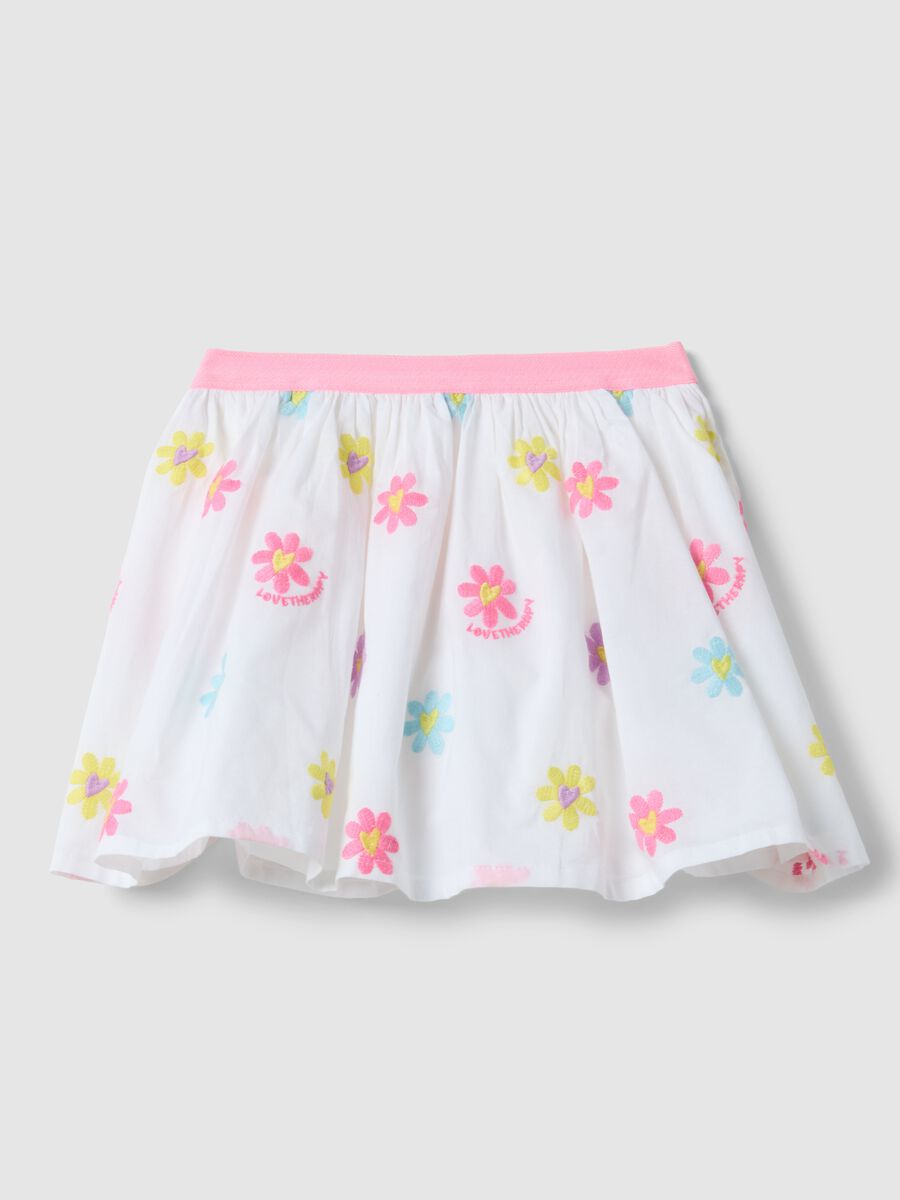 Gonna in puro cotone multicolor da bambina regular fit con fiori_0