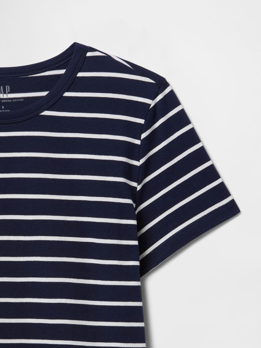 Blue and white striped pure cotton T-shirt_4