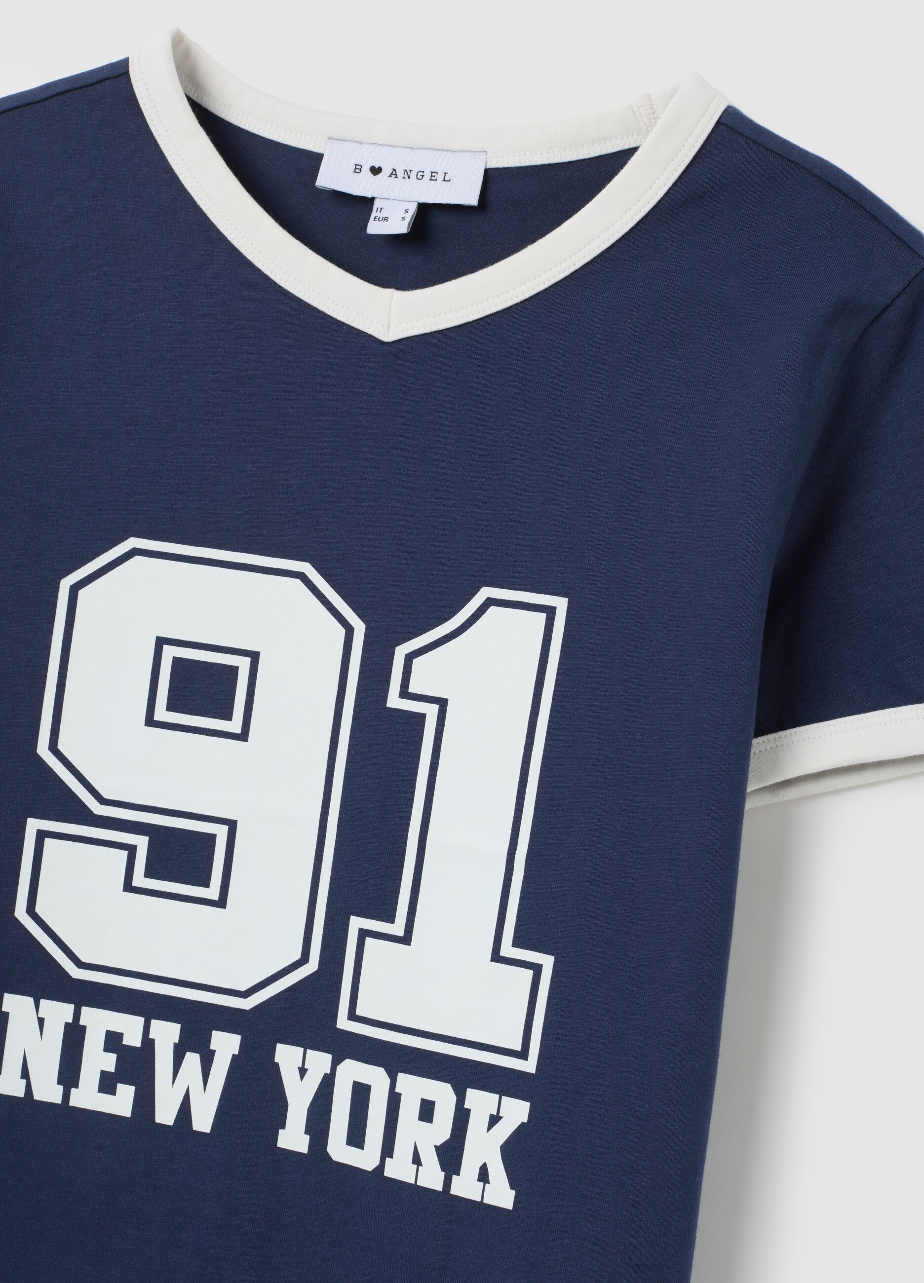 T-shirt in cotone elasticizzato blu regular fit