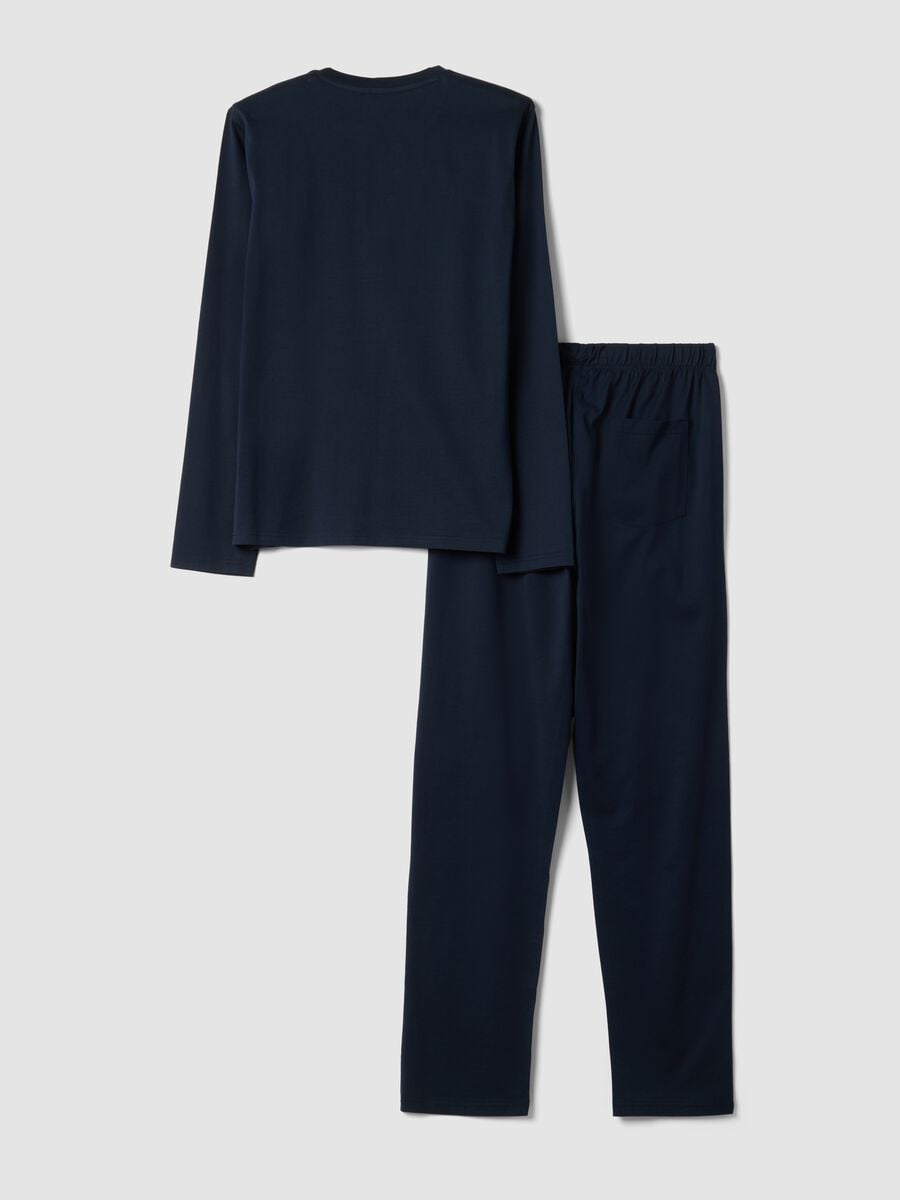 Pigiama blu in puro cotone organico con scollo serafino regular fit_6
