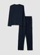 Pigiama blu in puro cotone organico con scollo serafino regular fit_6