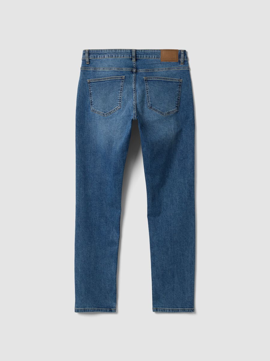 Blue slim-fit stretch cotton jeans_5