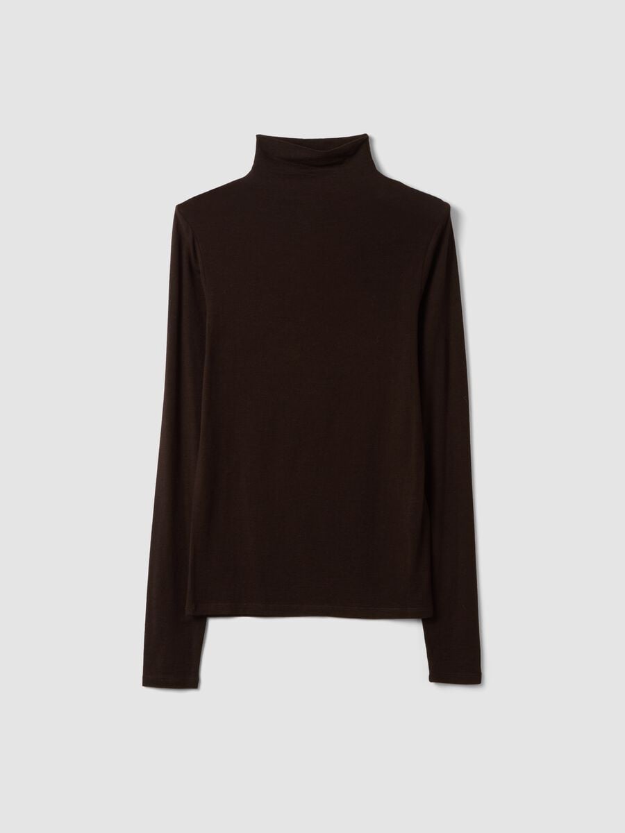 T-shirt marrone in modal e cashmere elasticizzato regular fit_4