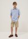 Beige stretch cotton cargo shorts for boys with regular fit_0