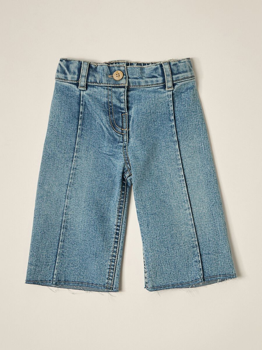 IANA newborn girl trousers in cotton blend denim_0