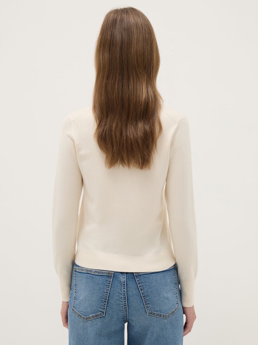 Beige Round Neck Regular Fit Sweater_2