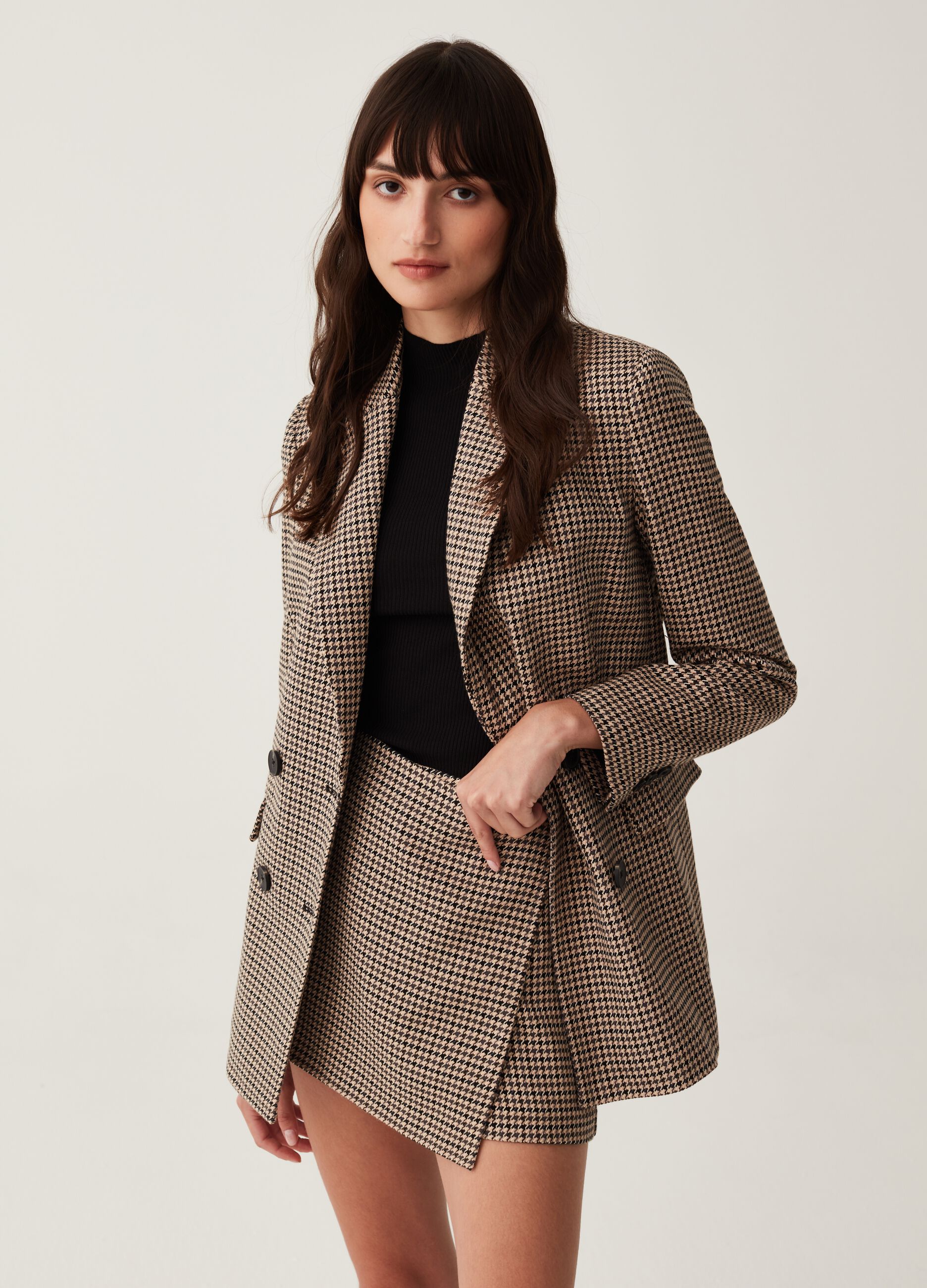 Skort in fantasia pied de poule