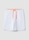 White cotton-blend Bermuda shorts with elasticated waistband_0