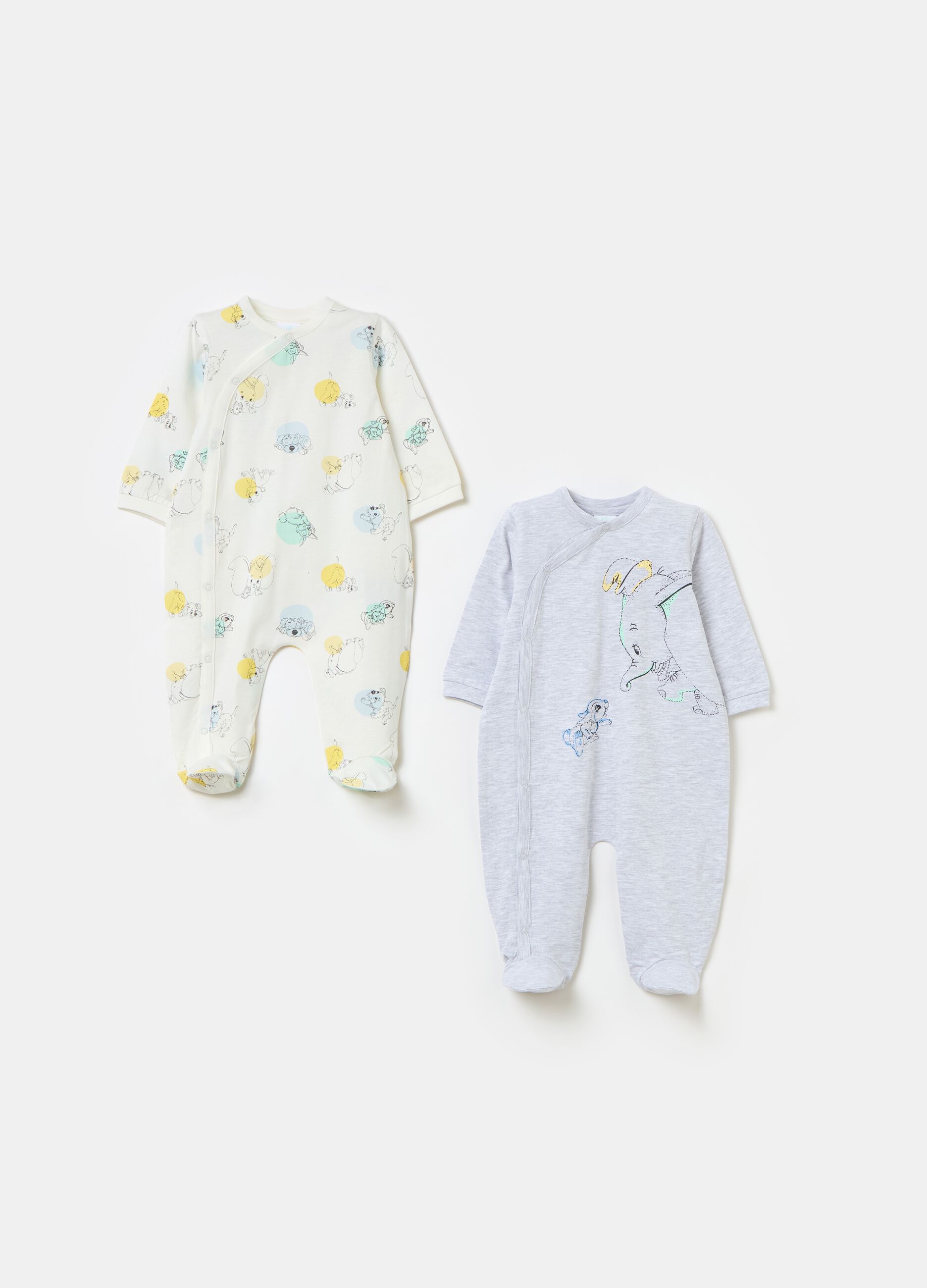 Two-pack Dumbo and Thumper onesies in organic cotton