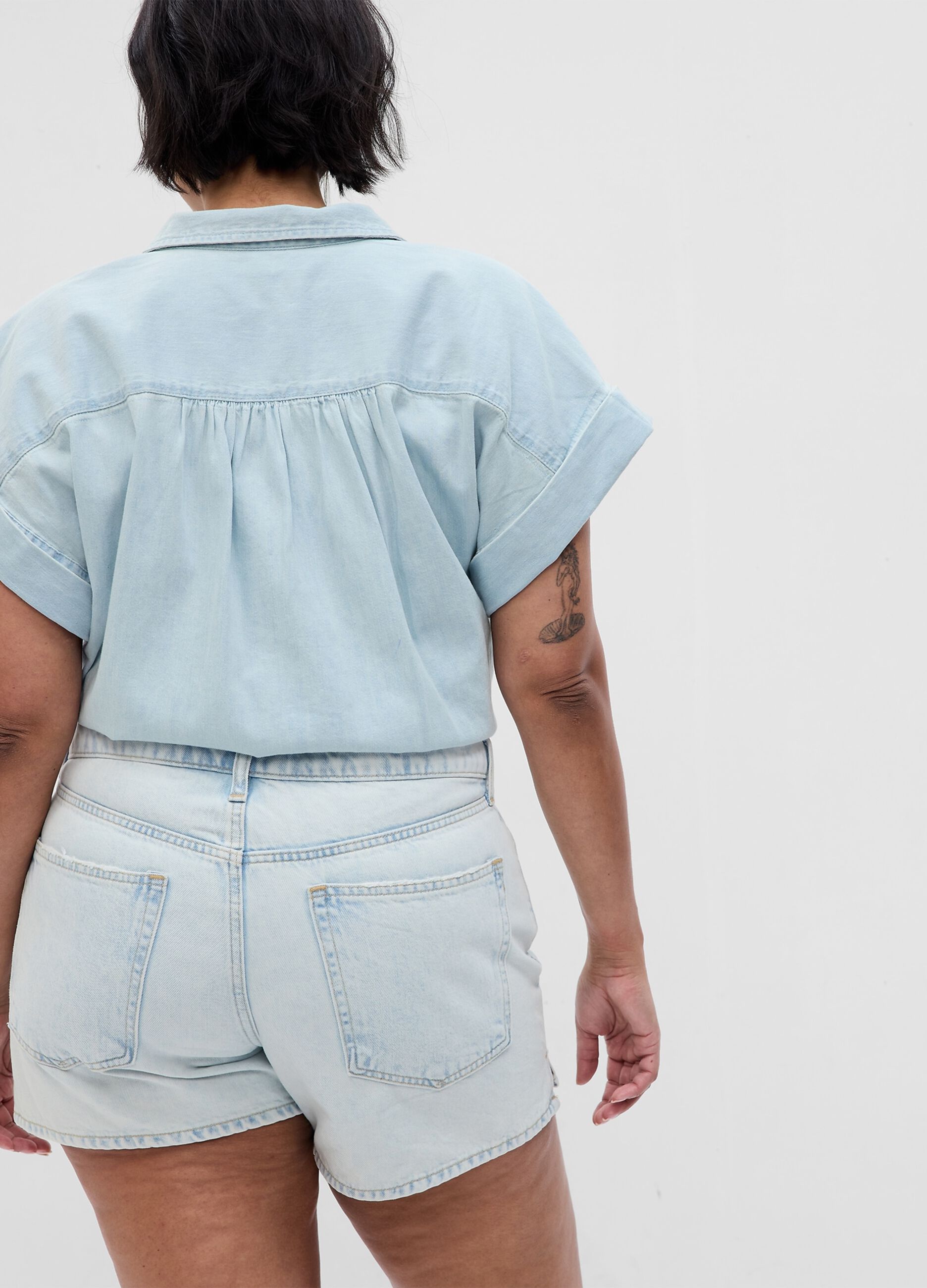 Shorts straight fit in denim a vita bassa_4