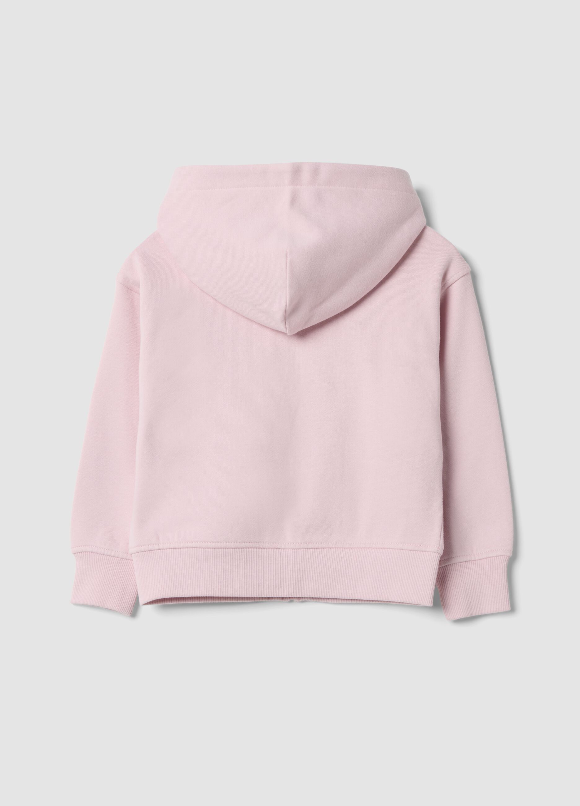Felpa rosa chiaro in puro cotone organico con girocollo