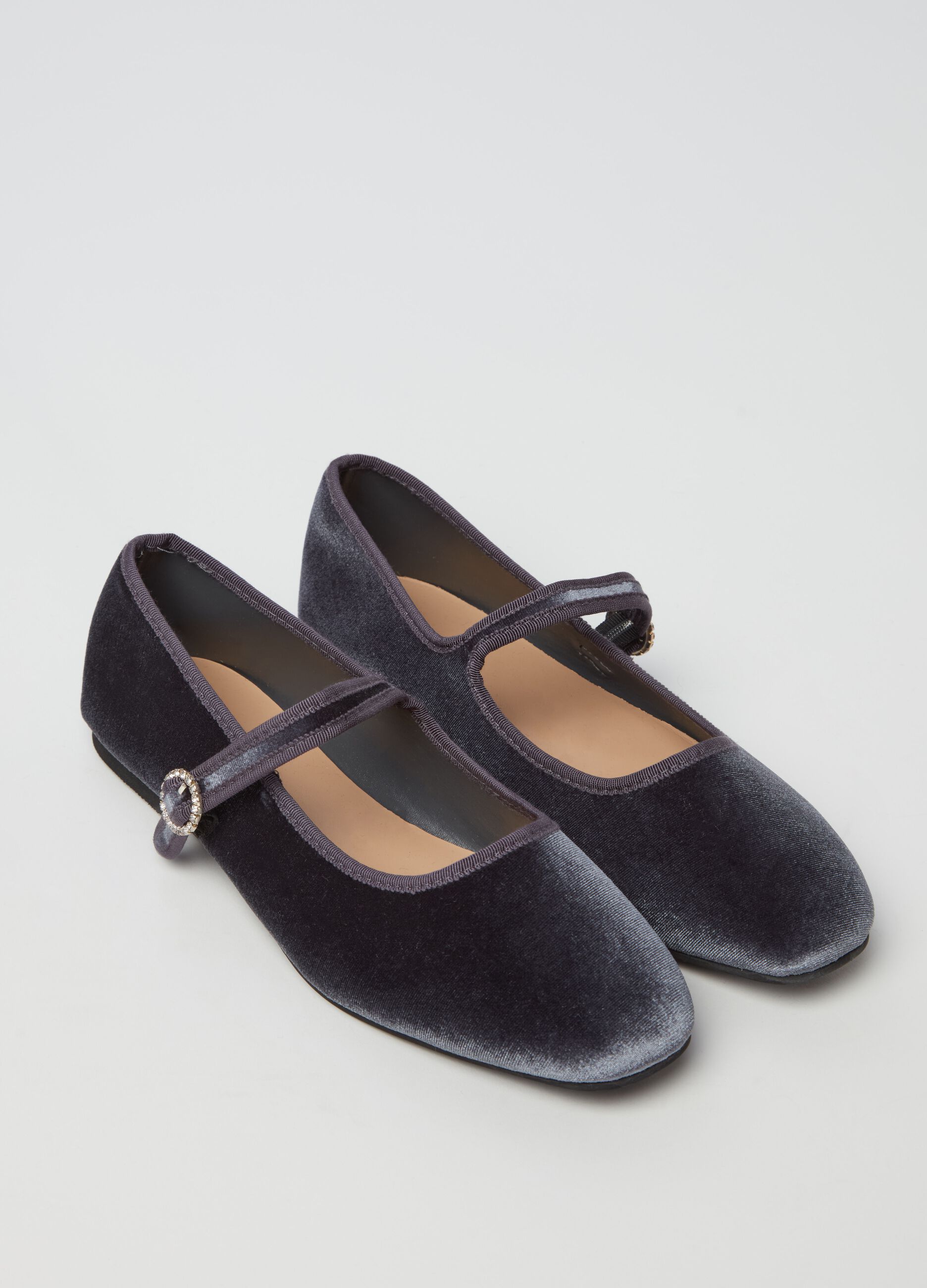 Ballerine in velluto con fibbia in strass Grigio fumo da Donna OVS