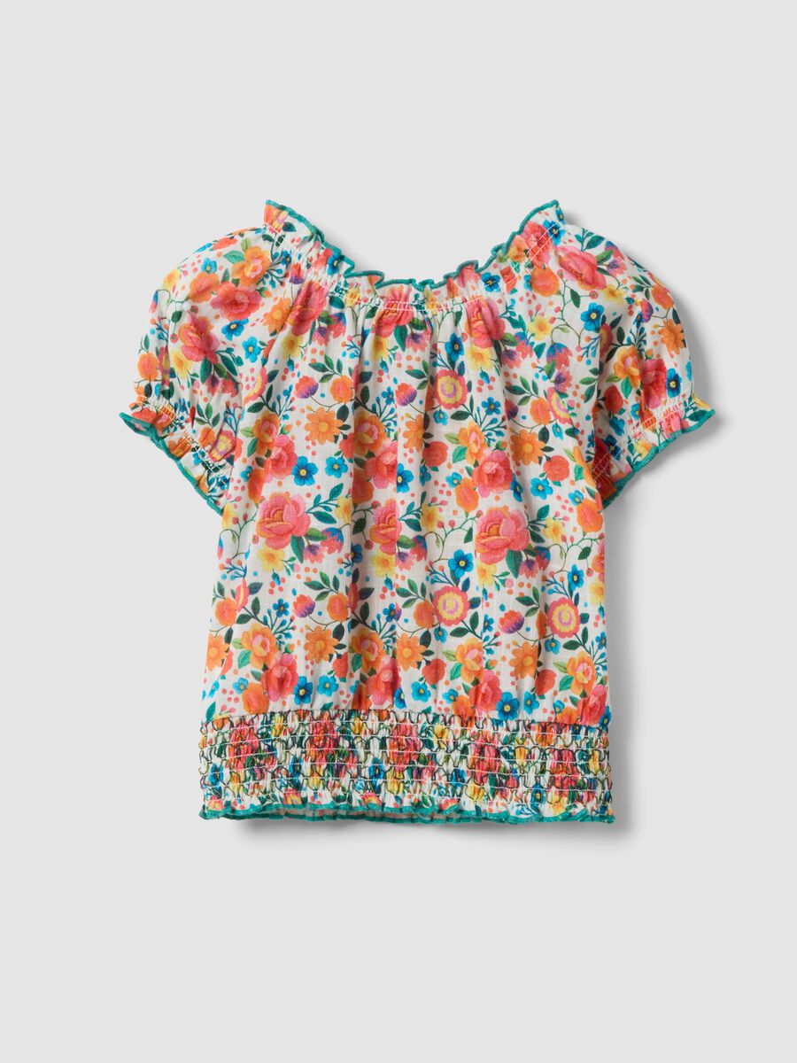 Blusa in puro cotone multicolor floreale da bambina regular fit_1