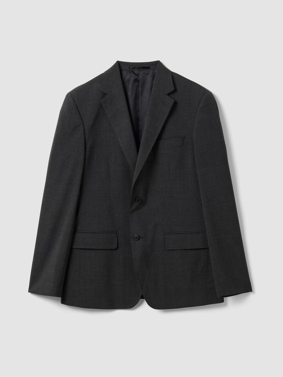 Grey stretch viscose blazer with classic lapels, slim fit_4