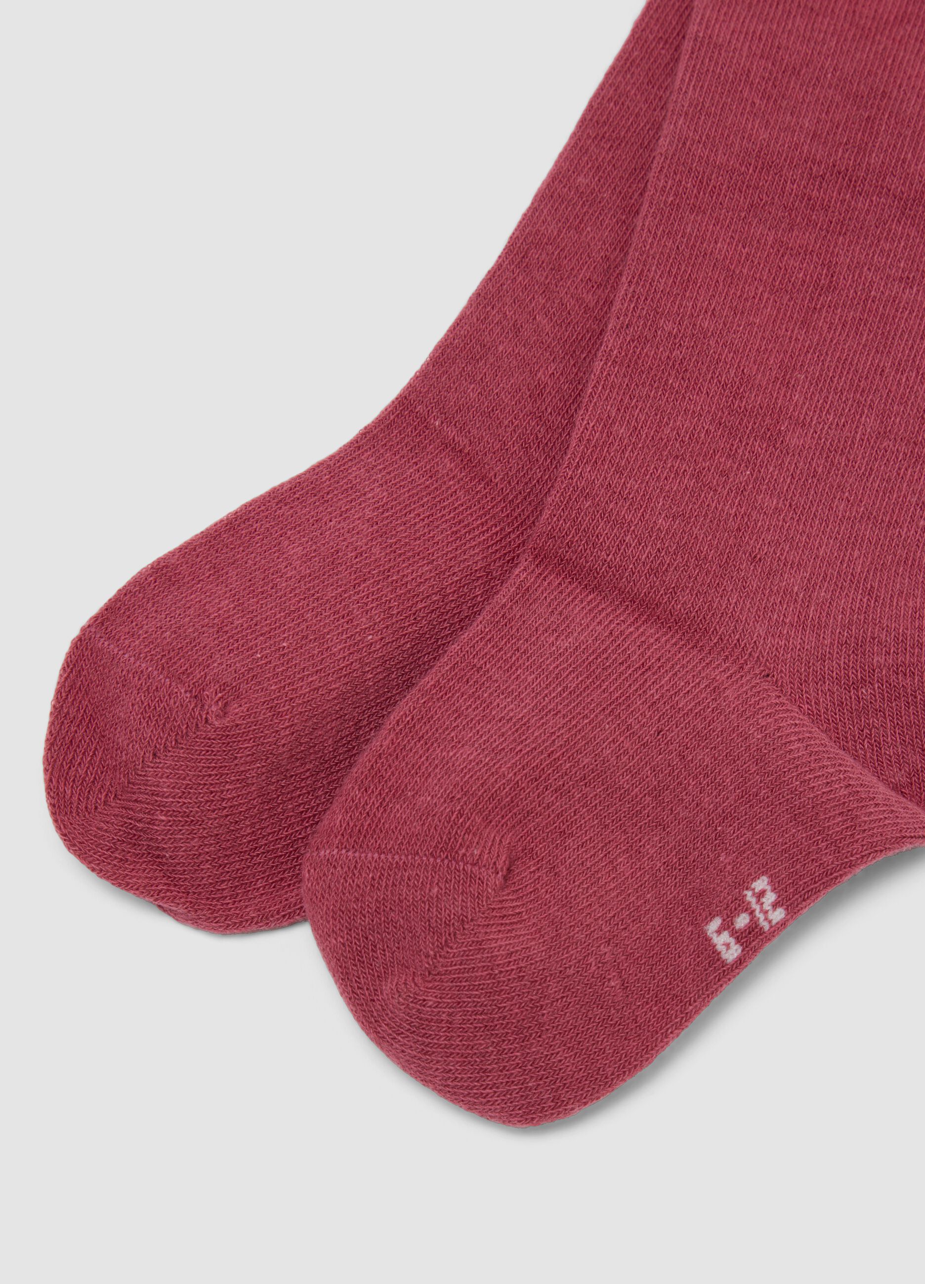 Tripack di calze lunghe in cotone organico elasticizzato con bordo smerlato