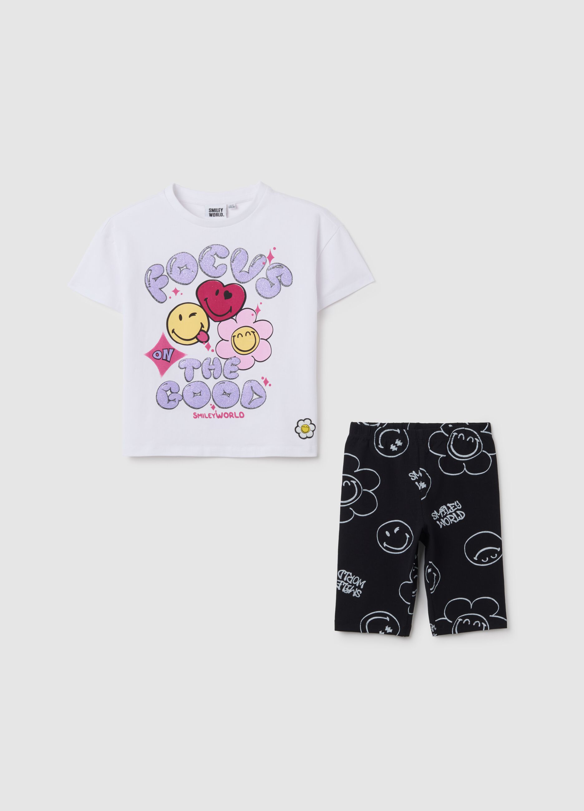 Set t-shirt da bambina in cotone bianco regular fit