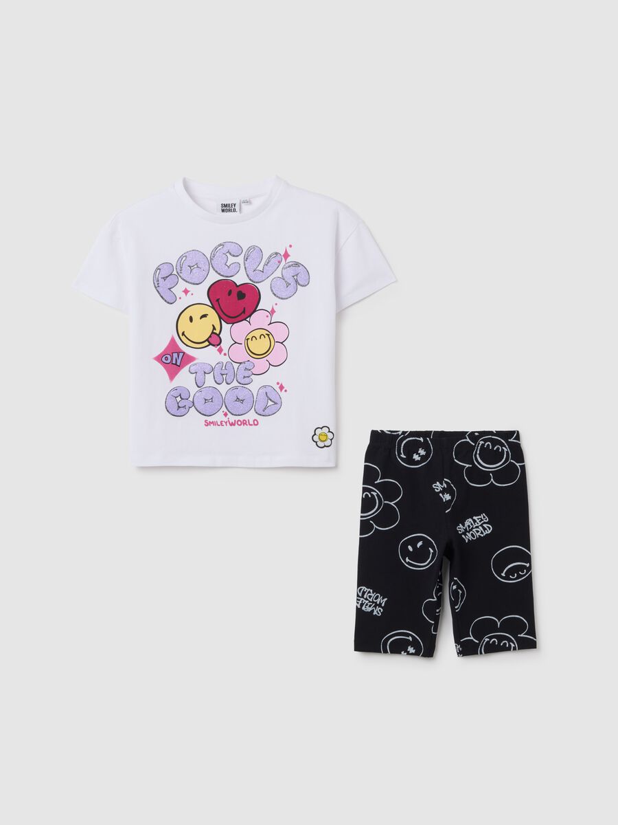Girls' white cotton t-shirt set regular fit_0
