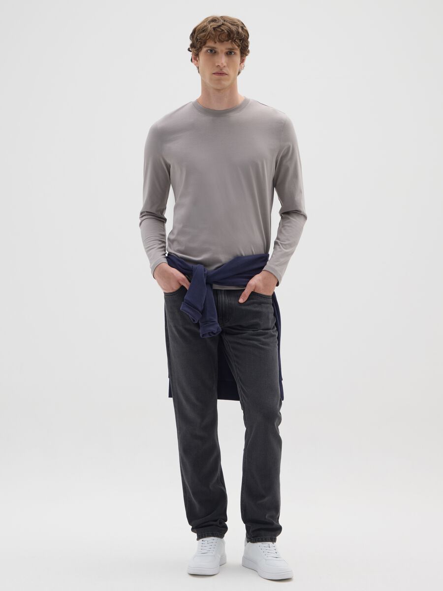 Grey pure cotton regular fit sweater_1