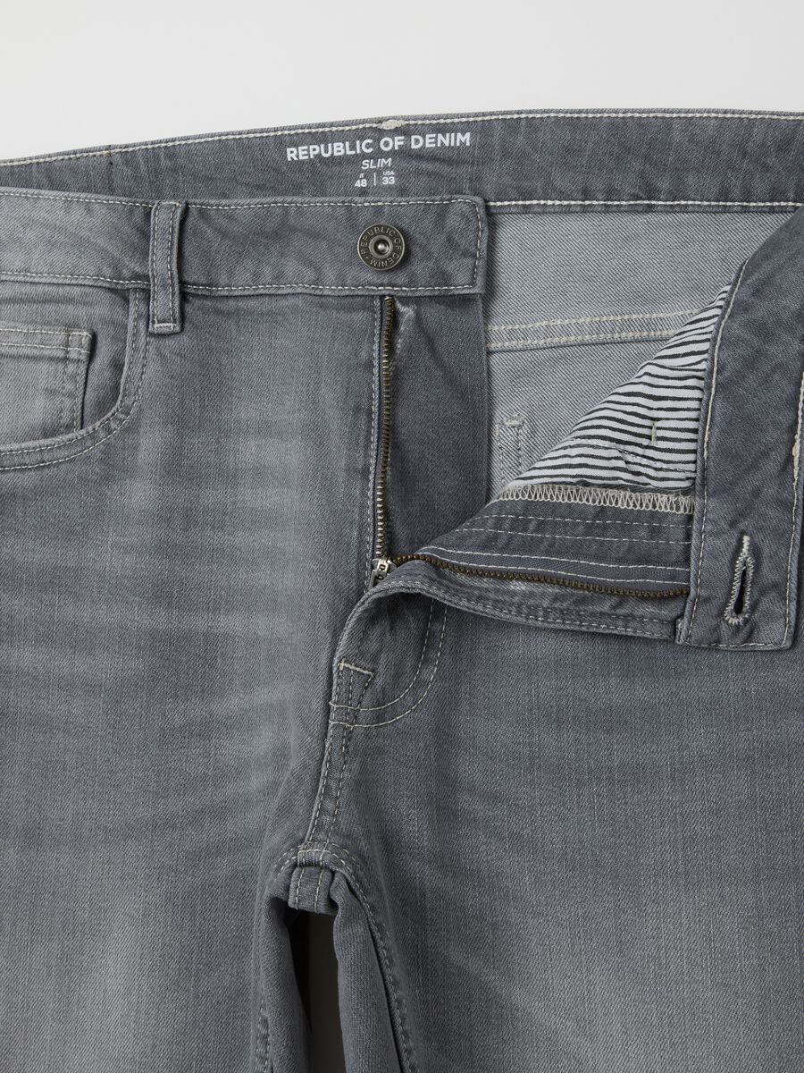 Jeans denim in cotone grigi slim fit_5