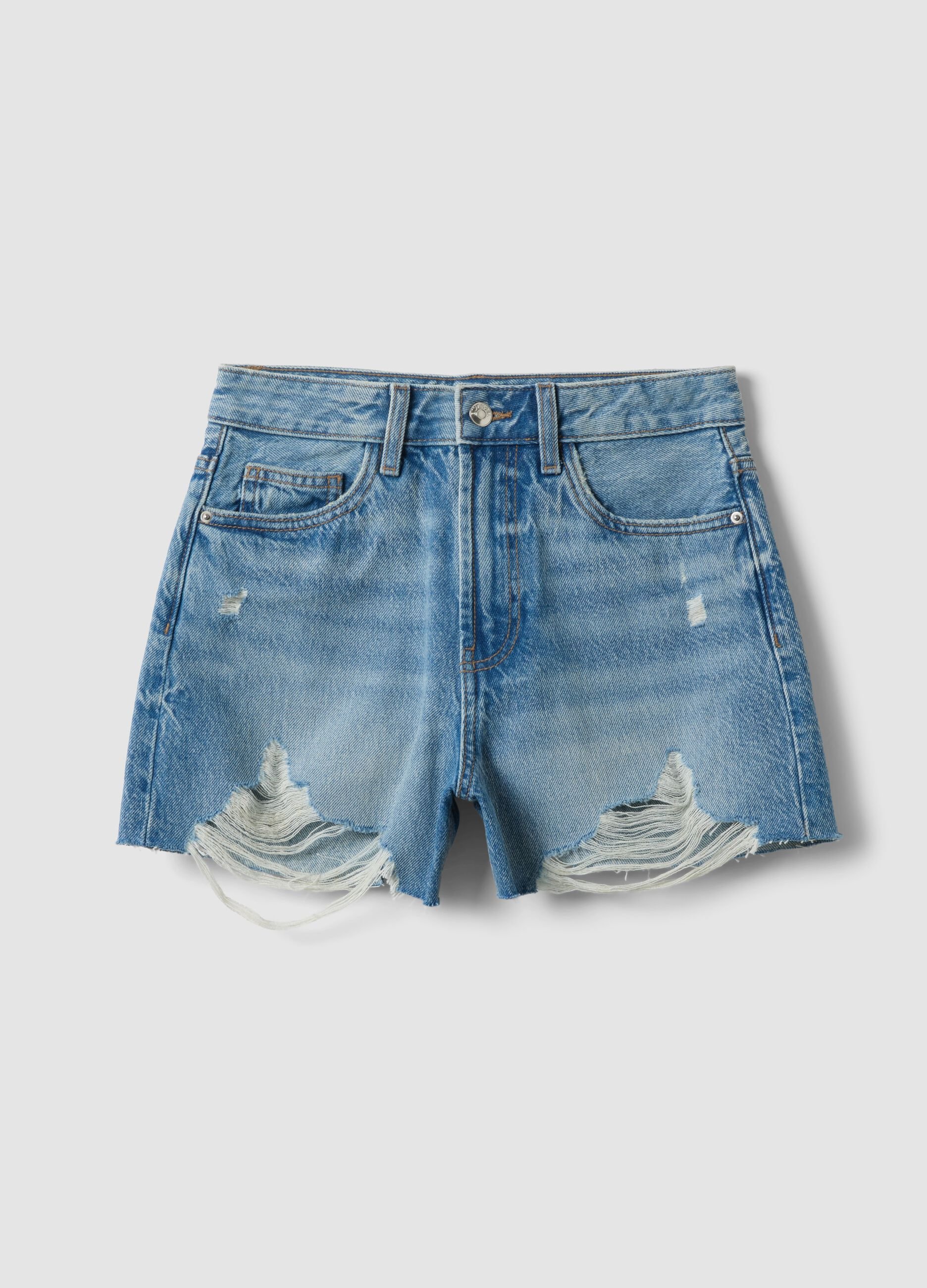 Light blue pure cotton denim shorts