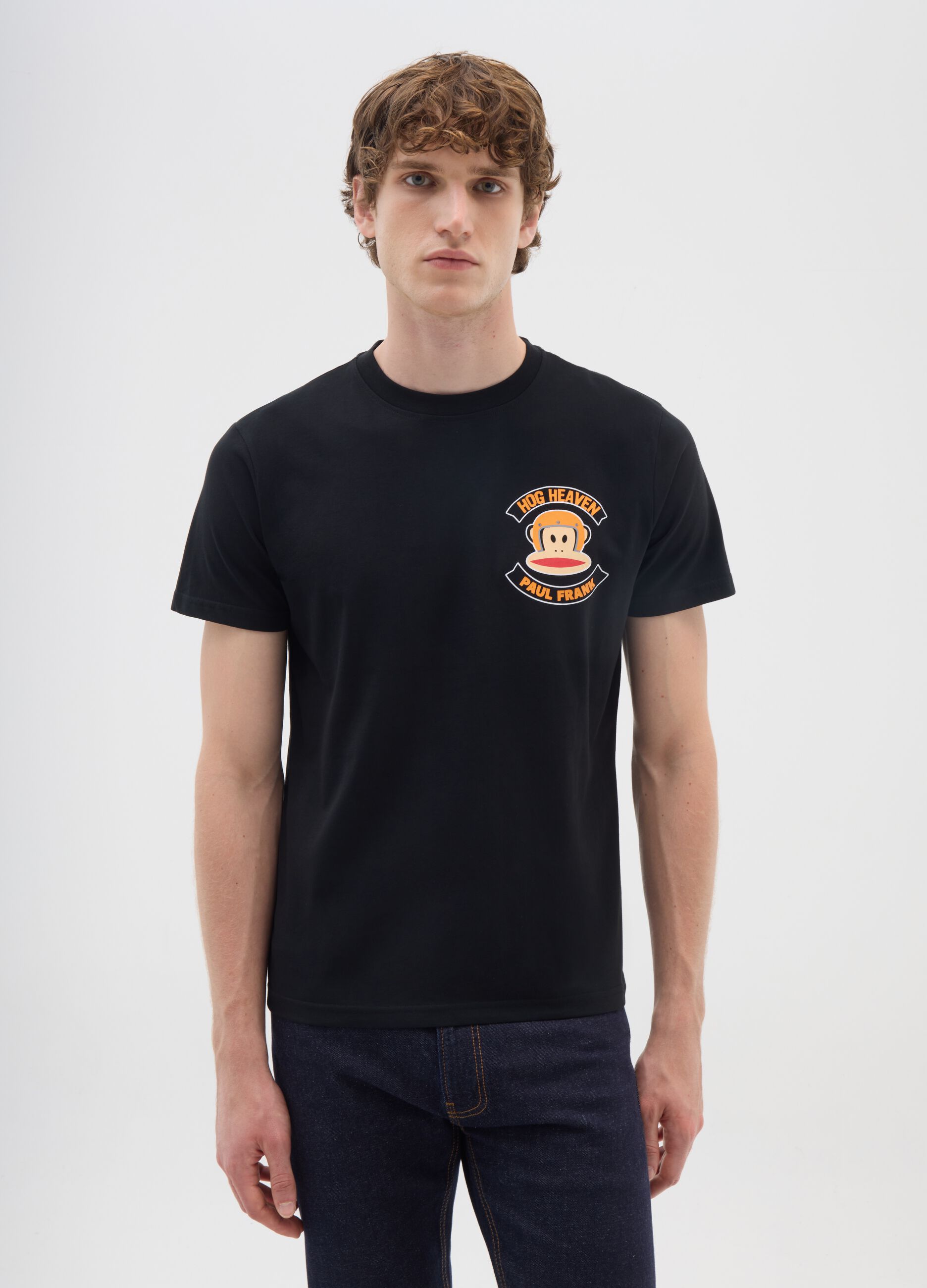 Black short-sleeve t-shirt in pure cotton regular fit