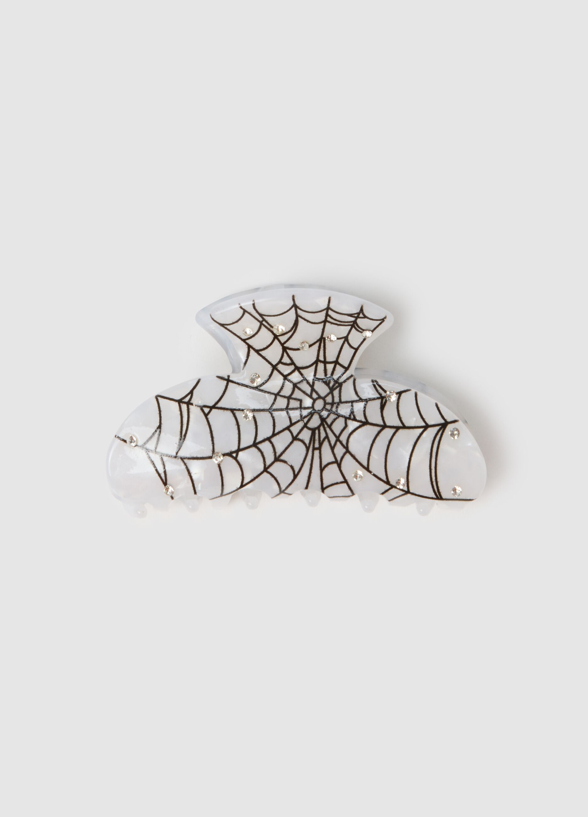 Hair Clip with Rhinestones and Web Pattern