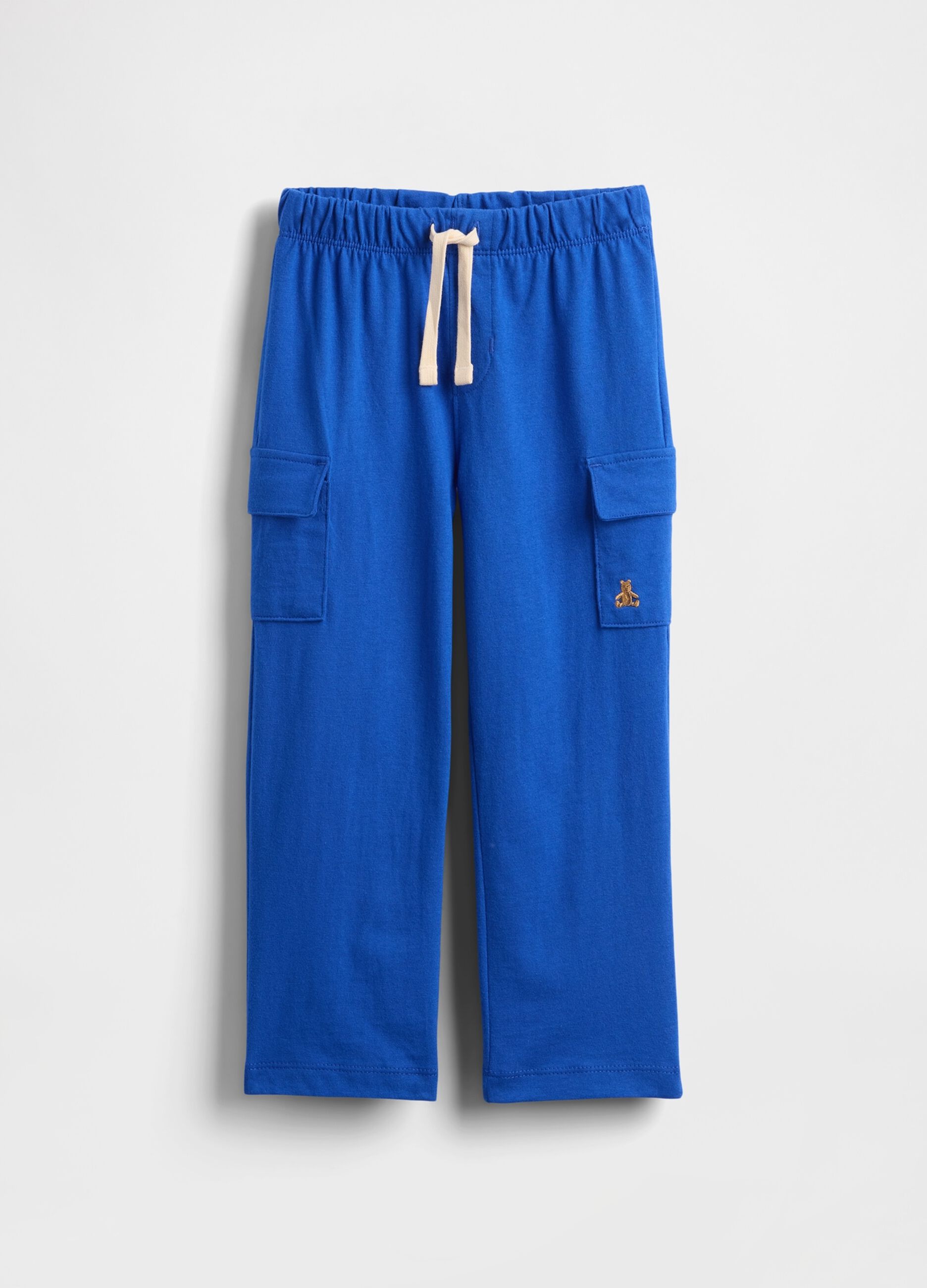 Blue Cotton Cargo Trousers